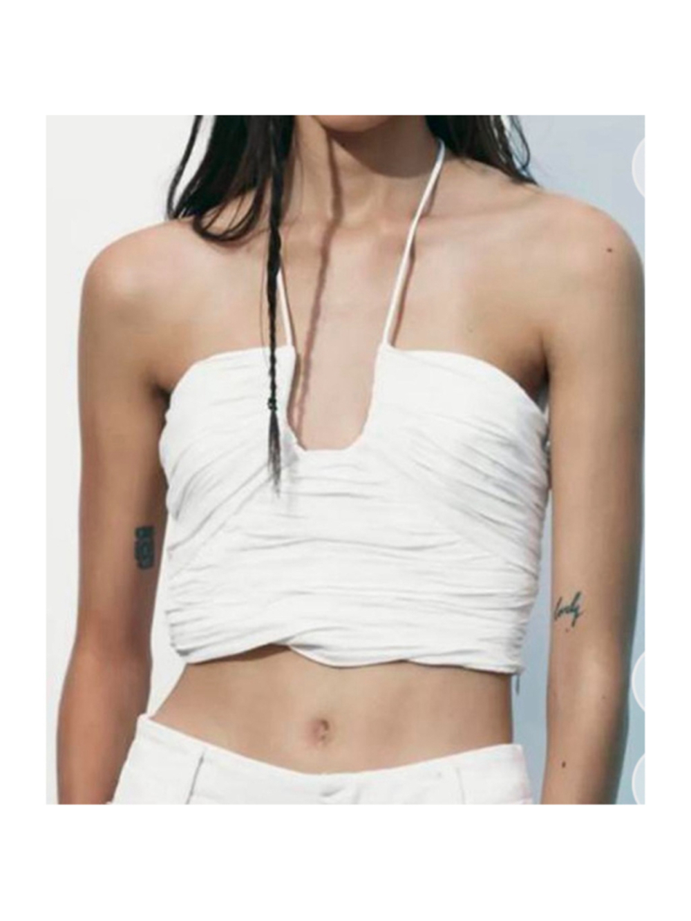 Zara White Halter Top Large